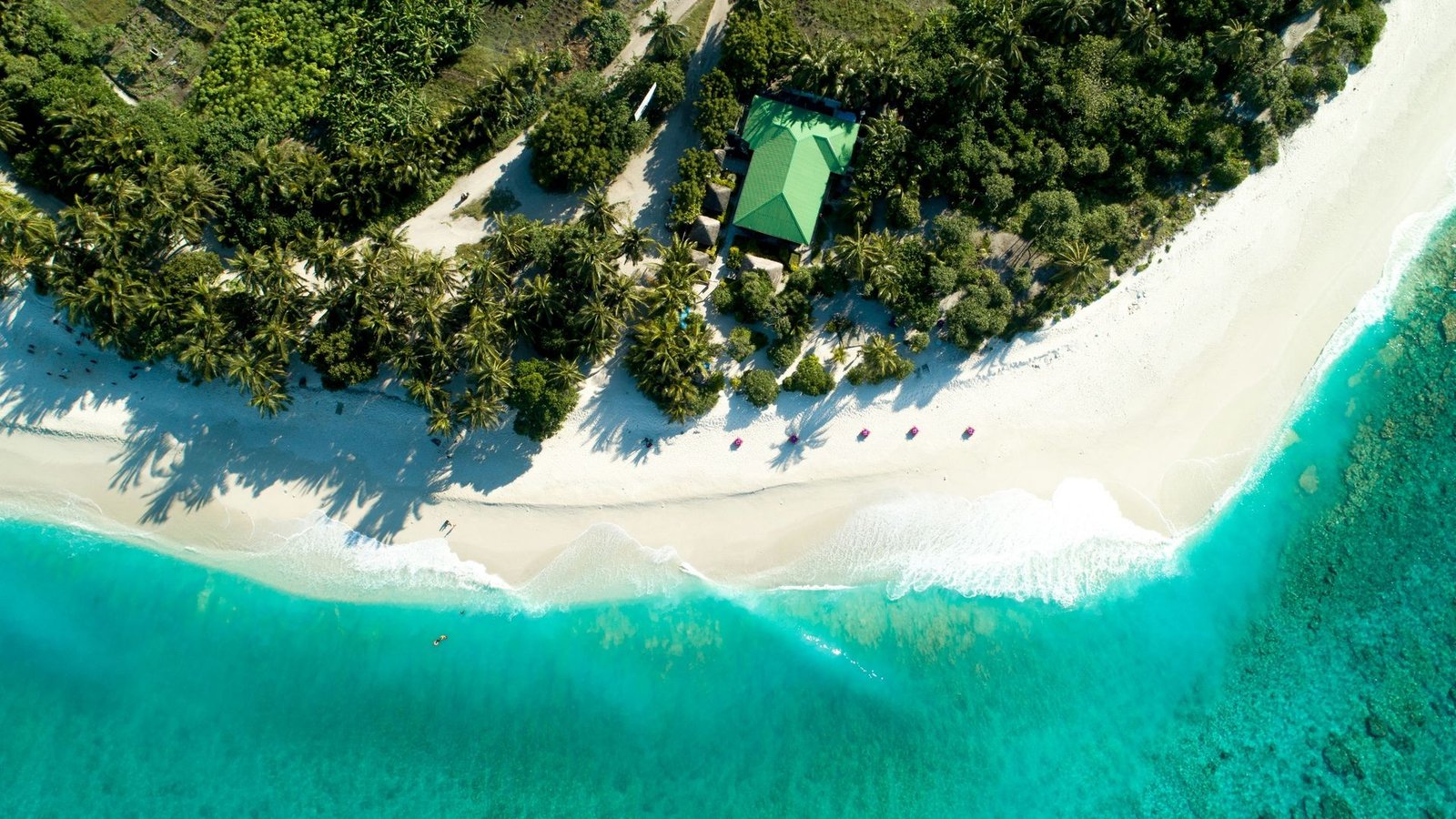 Island beach and reef from the air